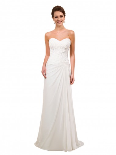 Sweetheart Chapel Train Soft Chiffon Ivory Sleeveless Wedding Gowns Victoria