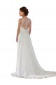 Illusion Neck Sweep Train Soft Chiffon Ivory Sleeveless Boho Wedding Dress Victoria