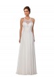 Illusion Neck Chapel Train Soft Chiffon Ivory Sleeveless Wedding Dress Victoria