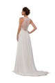 Illusion Neck Chapel Train Soft Chiffon Ivory Sleeveless Wedding Dress Victoria