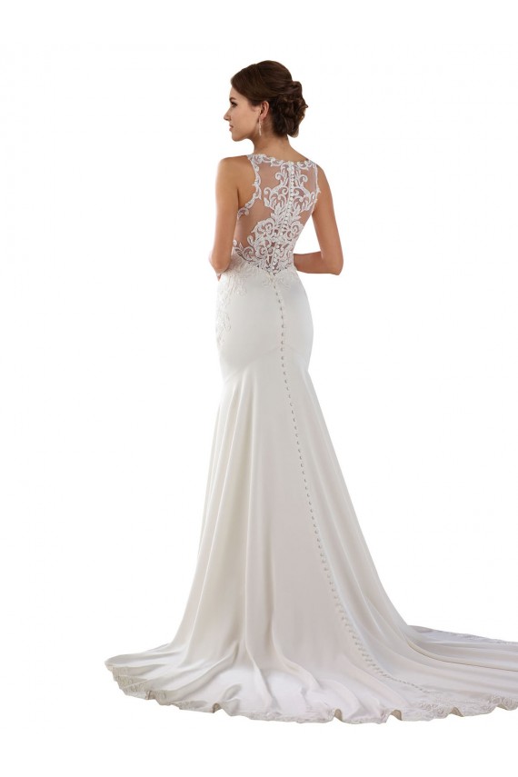 Sweetheart Sweep Train Lace & Stretch Crepe Ivory Sleeveless Modern Wedding Dress Victoria