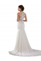 Sweetheart Sweep Train Lace & Stretch Crepe Ivory Sleeveless Modern Wedding Dress Victoria