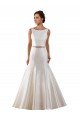 Bateau Neck Chapel Train Satin Ivory Sleeveless Modern Wedding Dress Victoria