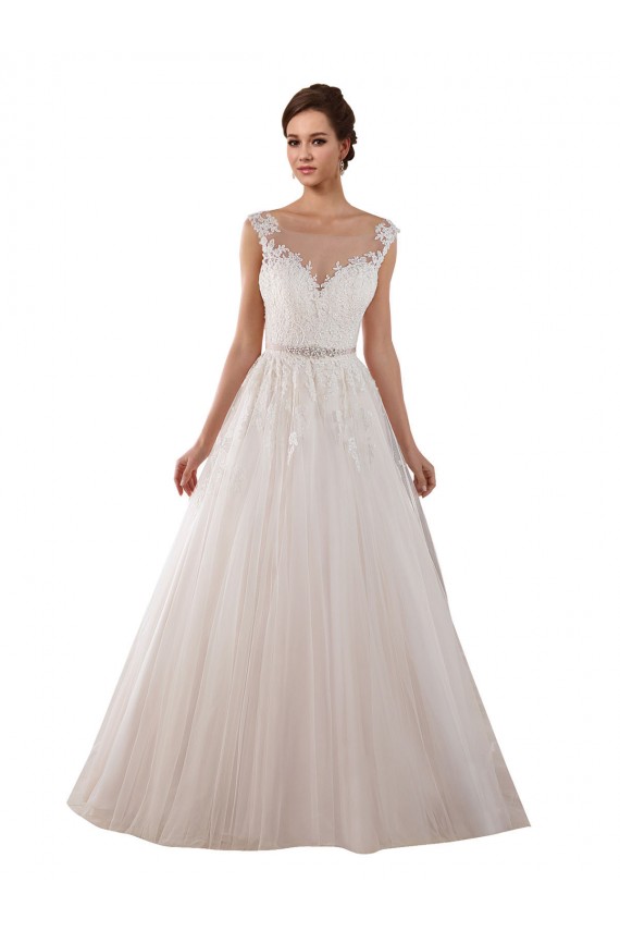 Sweetheart Chapel Train Tulle & Lace Ivory Ball Gown Sleeveless Wedding Dress Victoria