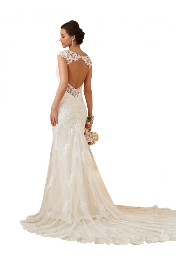Sweetheart Chapel Train Lace Ivory Sleeveless Modern Wedding Dress Victoria