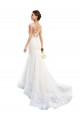 Illusion Neck Chapel Train Lace White Cap Sleeves Wedding Dress Victoria