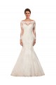 Bateau Neck Chapel Train Lace Ivory Long Sleeves Sexy Wedding Dress Victoria