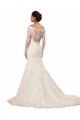 Bateau Neck Chapel Train Lace Ivory Long Sleeves Sexy Wedding Dress Victoria
