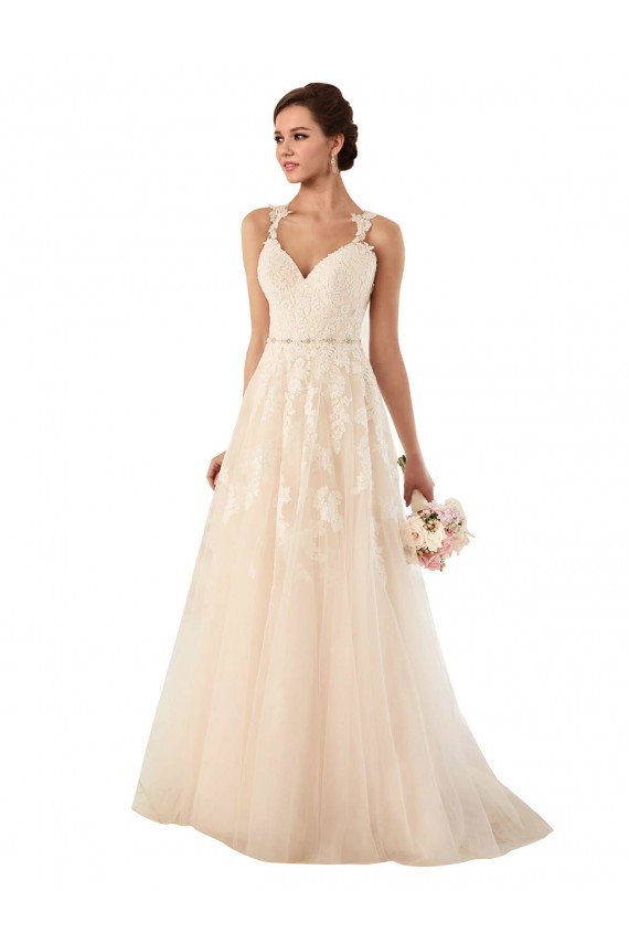 Sweetheart Chapel Train Tulle & Lace Ivory A-Line Sleeveless Wedding Dress Victoria