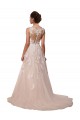 Sweetheart Chapel Train Tulle & Lace Ivory A-Line Sleeveless Wedding Dress Victoria