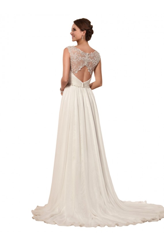 Sweetheart Chapel Train Soft Chiffon Ivory Sheath Sleeveless Wedding Dress Victoria