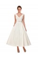 V-Neck Ankle Length Satin Ivory Sleeveless Wedding Dress Victoria