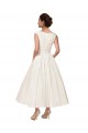 V-Neck Ankle Length Satin Ivory Sleeveless Wedding Dress Victoria