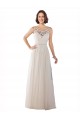 Illusion Neck Sweep Train Tulle Ivory & Champagne Sleeveless Boho Wedding Dress Victoria