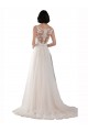 Illusion Neck Sweep Train Tulle Ivory & Champagne Sleeveless Boho Wedding Dress Victoria