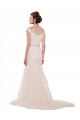 Off the Shoulder Chapel Train Tulle Ivory Sleeveless Beach Wedding Dress Victoria