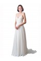 V-Neck Chapel Train Soft Chiffon & Lace Ivory Sleeveless Beach Wedding Dress Victoria