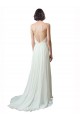 V-Neck Chapel Train Soft Chiffon & Lace Ivory Sleeveless Beach Wedding Dress Victoria
