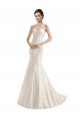 Illusion Neck Chapel Train Lace Ivory Sleeveless Wedding Dress Victoria