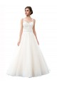Illusion Neck Cathedral Train Tulle & Lace Ivory Sleeveless Beach Wedding Dress Victoria