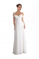 Off the Shoulder Sweep Train Soft Chiffon Ivory Sleeveless Beach Wedding Dress Victoria