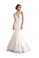 Illusion Neck Cathedral Train Tulle & Lace Ivory & Champagne Sleeveless Wedding Dress Victoria
