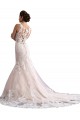 Illusion Neck Cathedral Train Tulle & Lace Ivory & Champagne Sleeveless Wedding Dress Victoria