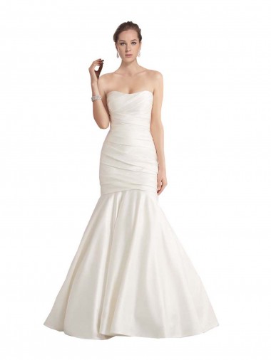 Strapless Chapel Train Satin Ivory Sleeveless Beach Wedding Dress Victoria