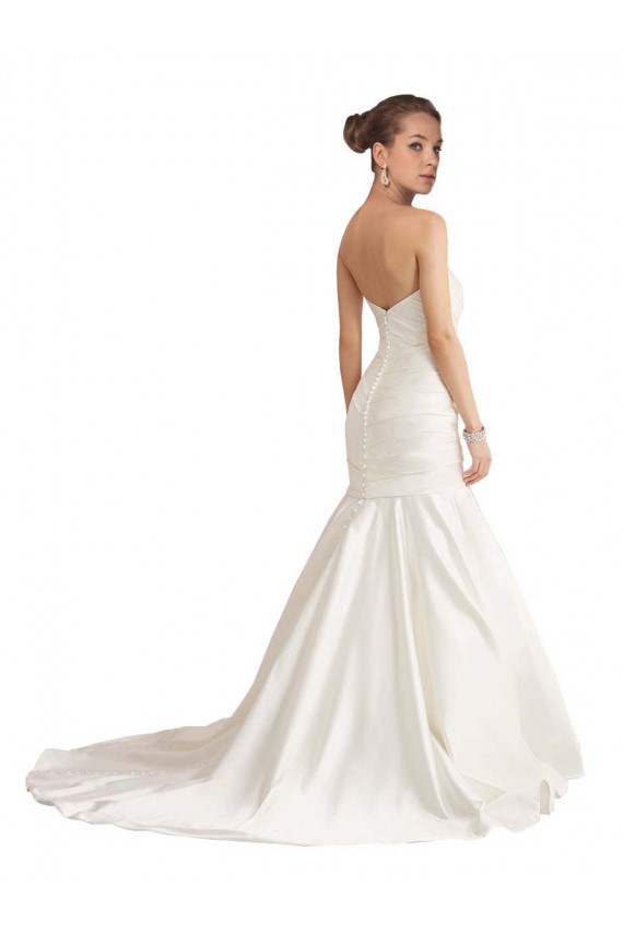 Strapless Chapel Train Satin Ivory Sleeveless Beach Wedding Dress Victoria