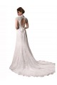 V-Neck Chapel Train Lace Ivory Cap Sleeves Wedding Dresses Victoria