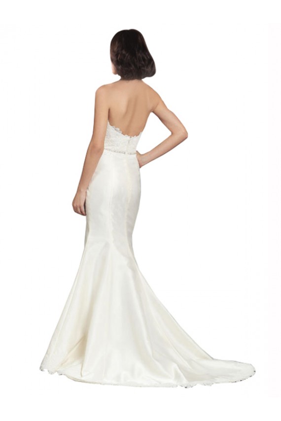 Sweetheart Chapel Train Satin & Lace Ivory Sleeveless Bridal Dress Victoria