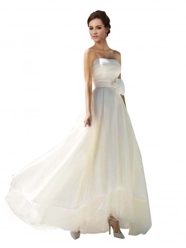 Strapless Long Soft Chiffon Ivory Sleeveless Wedding Dress Victoria