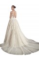 Illusion Neck Chapel Train Tulle Ivory & Champagne Sleeveless Wedding Dress Victoria