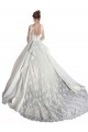 Illusion Neck Cathedral Train Satin & Lace White Long Sleeves Wedding Dress Victoria