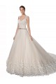 Sweetheart Chapel Train Tulle & Lace Ivory & Champagne A-Line Sleeveless Wedding Dress Victoria