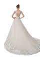 Sweetheart Chapel Train Tulle & Lace Ivory & Champagne A-Line Sleeveless Wedding Dress Victoria