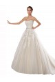 Strapless Chapel Train Tulle & Lace Ivory & Champagne Sleeveless Wedding Dress Victoria