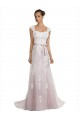 Strapless Sweep Train Tulle & Lace Ivory & Pink Sleeveless Beach Wedding Dress Victoria
