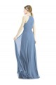 Halter Neck Long Soft Chiffon Dusty Blue Sleeveless Semi Formal Evening Dress / Bridesmaid Dress Victoria