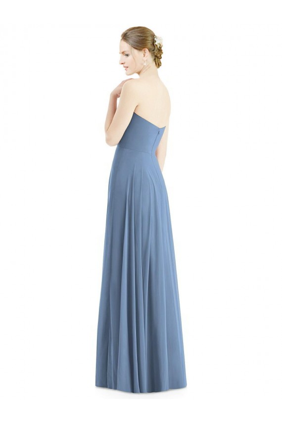 Sweetheart Long Soft Chiffon Dusty Blue Sleeveless Evening Dress / Bridesmaid Dress Victoria