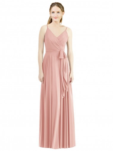 V-Neck Long Soft Chiffon Bliss Pink Sleeveless Formal Dress / Bridesmaid Dress Victoria