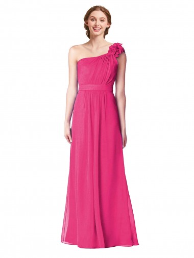 One Shoulder Long Soft Chiffon Azalea Sleeveless Bridesmaid Gown Victoria