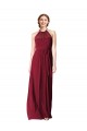 Halter Neck Long Chiffon Burgundy Sleeveless Evening Gowns / Bridesmaid Dresses Victoria