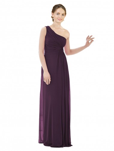 One Shoulder Long Soft Chiffon Grape Sleeveless Evening Dress / Bridesmaid Dress Victoria