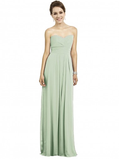 Sweetheart Long Soft Chiffon Sage Sleeveless Bridesmaid Dress Victoria