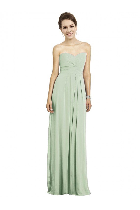 Sweetheart Long Soft Chiffon Sage Sleeveless Bridesmaid Dress Victoria