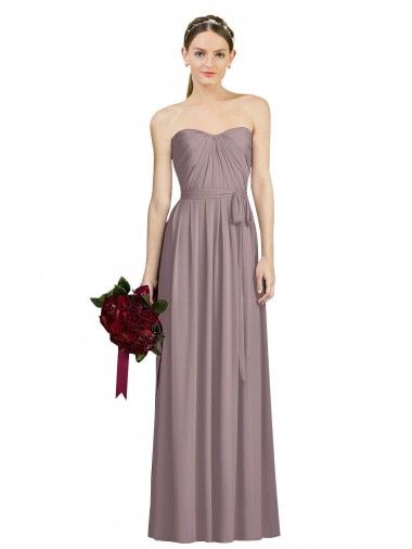 Sweetheart Long Soft Chiffon Dusty Rose Sleeveless Bridesmaid Dress Victoria