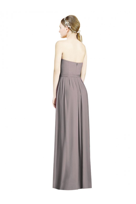 Sweetheart Long Soft Chiffon Dusty Rose Sleeveless Bridesmaid Dress Victoria