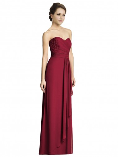 Sweetheart Long Soft Chiffon Burgundy A-Line Sleeveless Formal Dress / Bridesmaid Dress Victoria