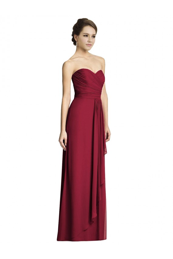 Sweetheart Long Soft Chiffon Burgundy A-Line Sleeveless Formal Dress / Bridesmaid Dress Victoria
